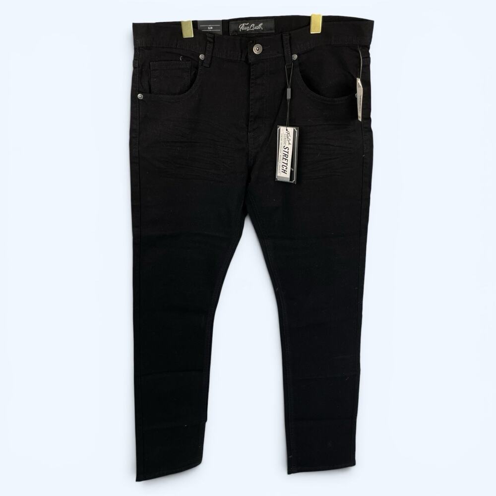 True Luck Classic Stretch Slim Straight Black Jeans Men's 34x32 NWT